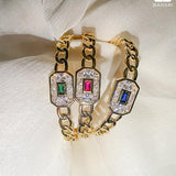 Cuban Link Baguette Stone Adjustable Bracelet Cuff - Bansri Mehta Design