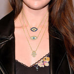 Layered Evil Eye Hamsa Necklace with Swarovski Crystals - Bansri Mehta Design