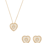 Mother of Pearl Heart Solitaire Necklace & Earring Set - Bansri Mehta Design