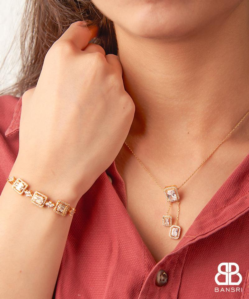 Baguette Diamond Solitaire Set - Bansri Mehta Design