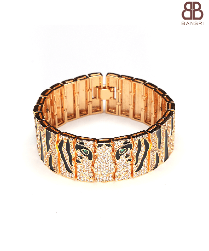 Link Panther Face Diamonte Choker Necklace - Bansri Mehta Design