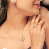 Filigree Carved Crescent Moon Necklace & Earring Set - Bansri Mehta Design