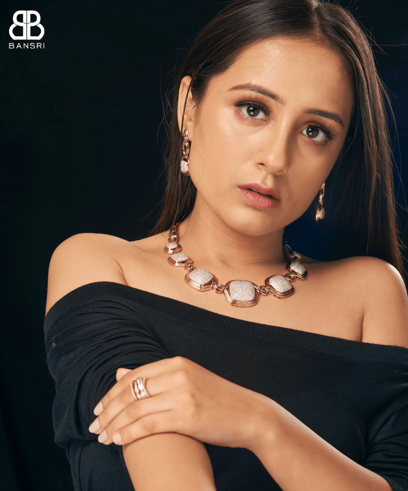 Cuboid Interlink Statement Collar Necklace & Earring Set - Bansri Mehta Design