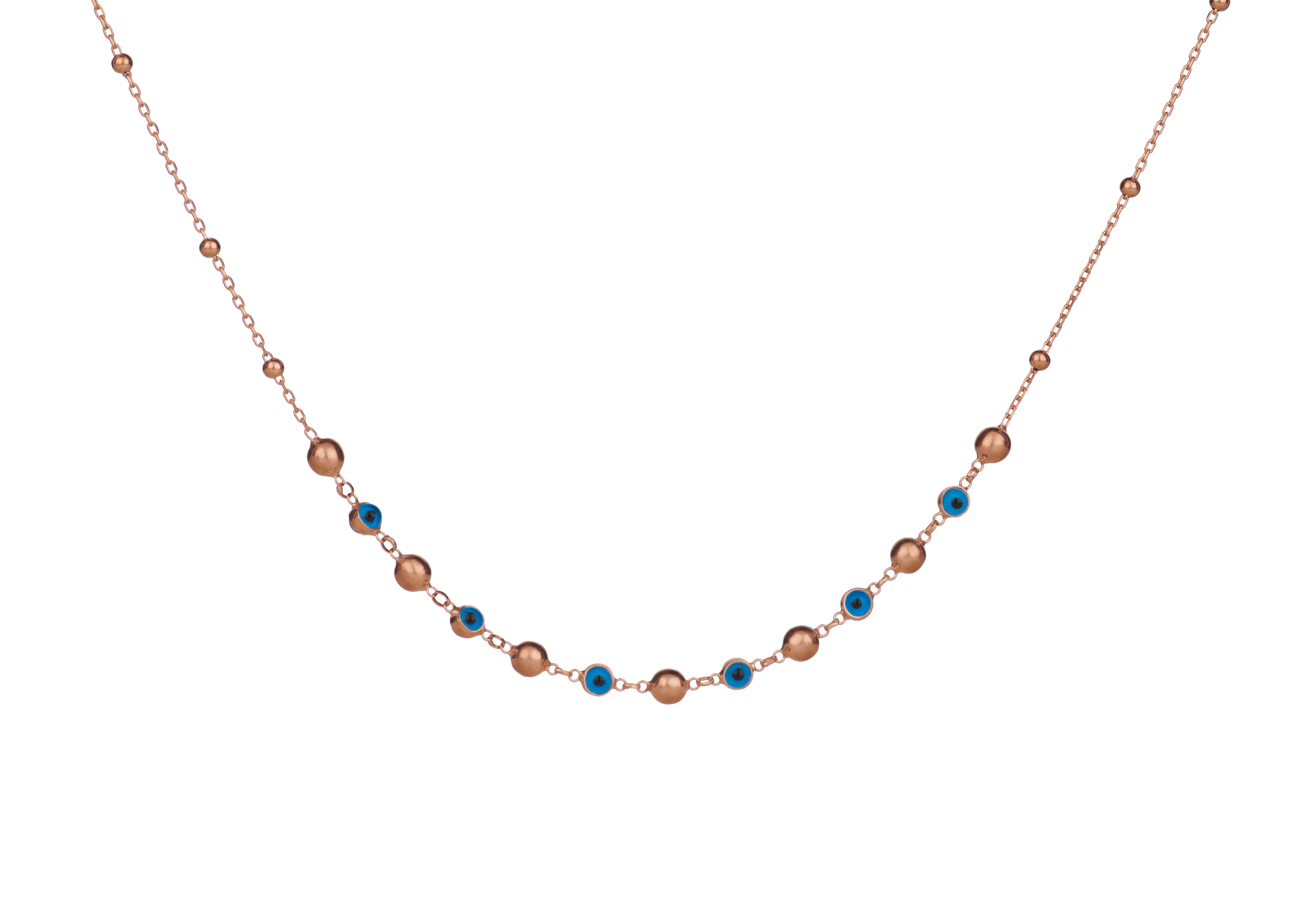 Evil Eye Ball Protector Rosegold Chain Necklace - Bansri Mehta Design