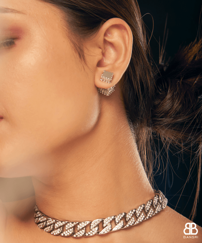 Faceted Baguette Cuboid Earring - Bansri Mehta Design