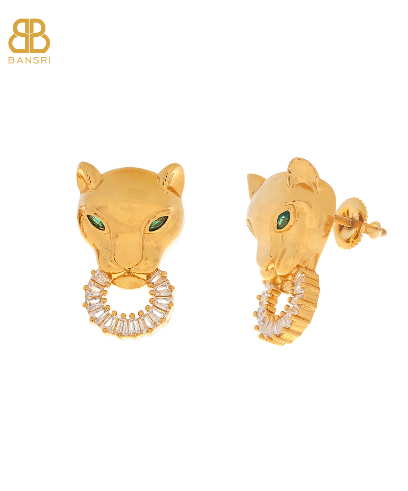 Baguette Panther Head Earrings - Bansri Mehta Design