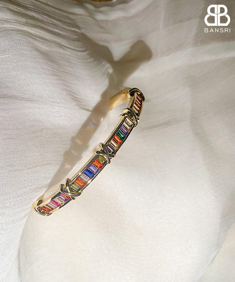 Criss Cross Rainbow Crystal Bracelet - Bansri Mehta Design