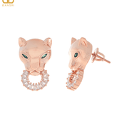 Baguette Panther Head Earrings - Bansri Mehta Design