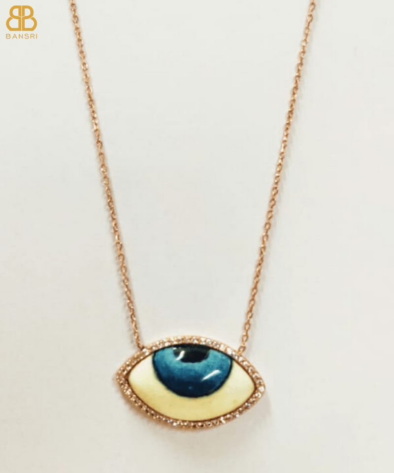 Hand Painted Rosegold Evil Eye Necklace - Bansri Mehta Design