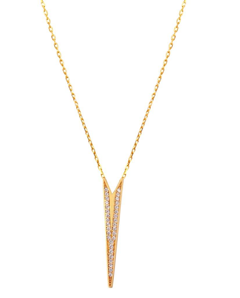V-Shaped Silver Necklace with Swarovski Crystals - Bansri Mehta Design