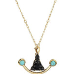 Hand carved Buddha in Onyx & Turquoise Necklace - Bansri Mehta Design