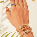 Cuban Link Baguette Stone Adjustable Bracelet Cuff - Bansri Mehta Design
