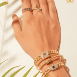 Cuban Link Baguette Stone Adjustable Bracelet Cuff - Bansri Mehta Design