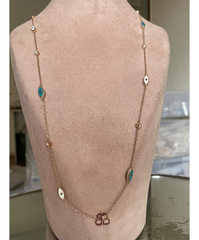 Mini Evil Eye Long Wrap Necklace - Bansri Mehta Design
