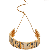 Link Panther Face Diamonte Choker Necklace - Bansri Mehta Design