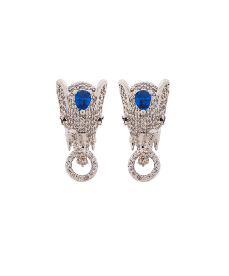 Royal Double Headed Elephant Baguette Collar Necklace & Earring and Ring Set - Bansri Mehta Design