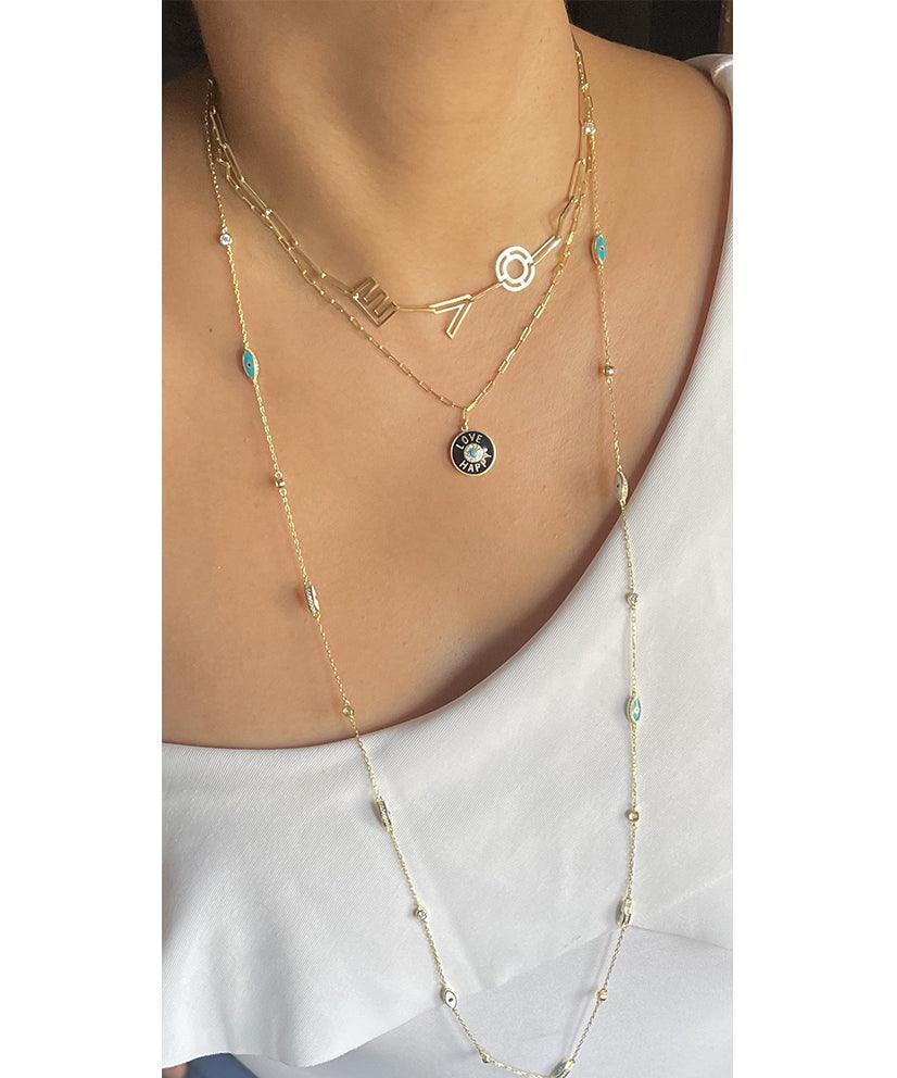 Mini Evil Eye Long Wrap Necklace - Bansri Mehta Design