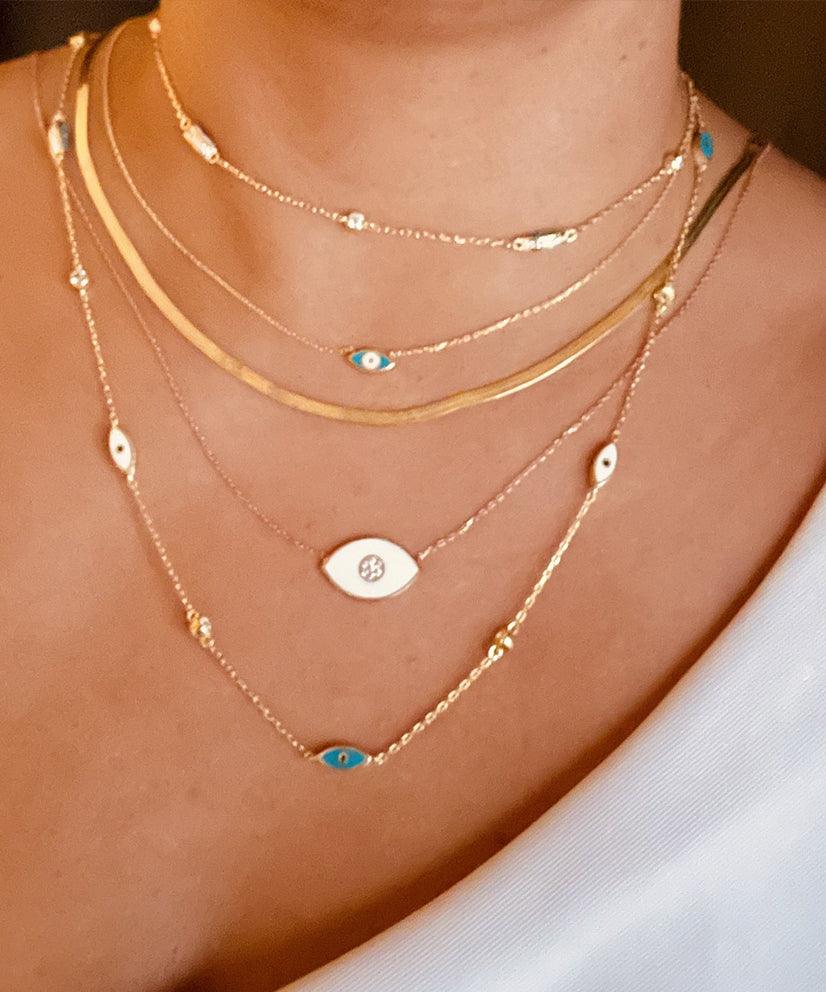 Mini Evil Eye Long Wrap Necklace - Bansri Mehta Design
