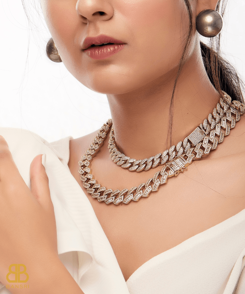 Cuban Link Chunky Baguette Collar Necklace - Bansri Mehta Design