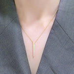 V-Shaped Silver Necklace with Swarovski Crystals - Bansri Mehta Design