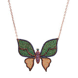 Green and Gold Butterfly Necklace with Swarovski Crystals - Bansri Mehta Design