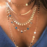 Evil Eye Ball Protector Rosegold Chain Necklace - Bansri Mehta Design