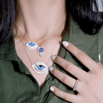 Hand Painted Rosegold Evil Eye Necklace - Bansri Mehta Design