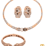 Le Panthera Rosegold Collar Necklace & Bracelet & Earring Set - Bansri Mehta Design