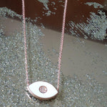 White Evil Eye Enamel & Crystal Encrusted Necklace - Bansri Mehta Design