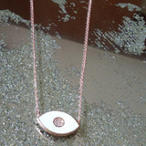White Evil Eye Enamel & Crystal Encrusted Necklace - Bansri Mehta Design