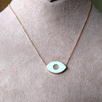 White Evil Eye Enamel & Crystal Encrusted Necklace - Bansri Mehta Design