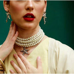 Detachable Starfish Pendant Pearl Choker Necklace & Earring Set - Bansri Mehta Design