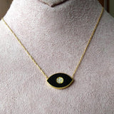 Black Evil Eye Enamel & Crystal Encrusted Necklace - Bansri Mehta Design