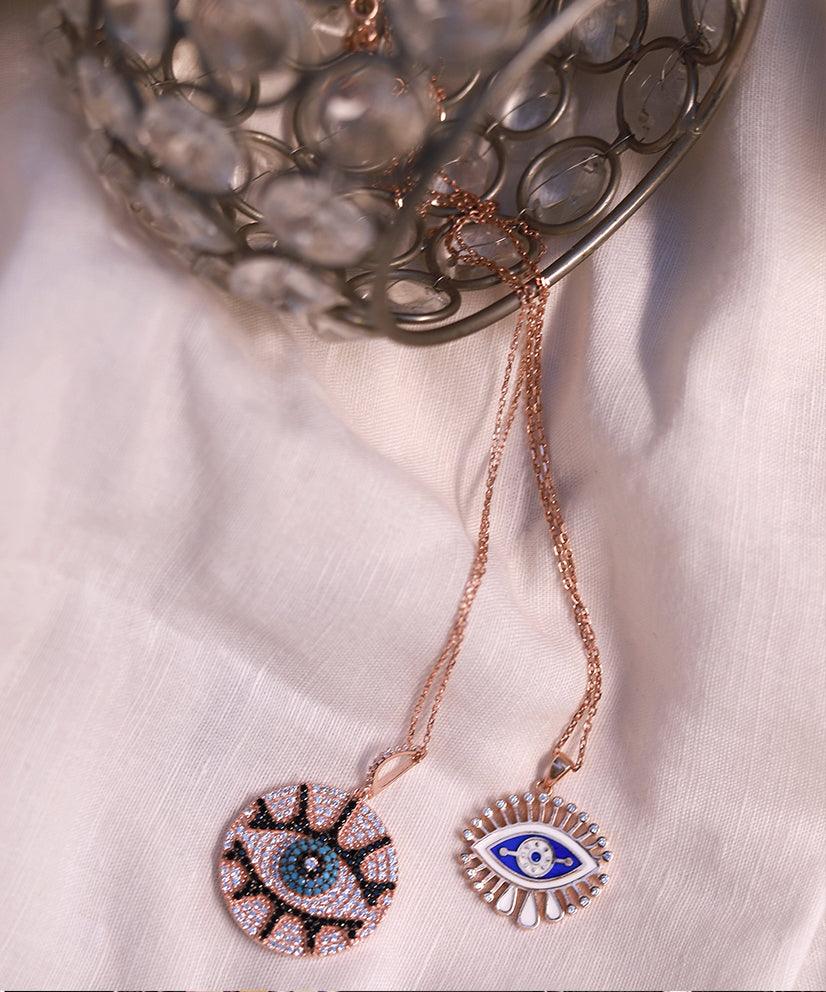 Enamel Carved Evil Eye Necklace - Bansri Mehta Design