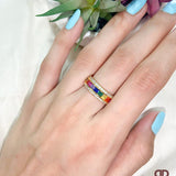 Rainbow Crystal Band Ring - Bansri Mehta Design
