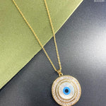 Oversize Evil Eye Crystal Medallion Necklace - Bansri Mehta Design