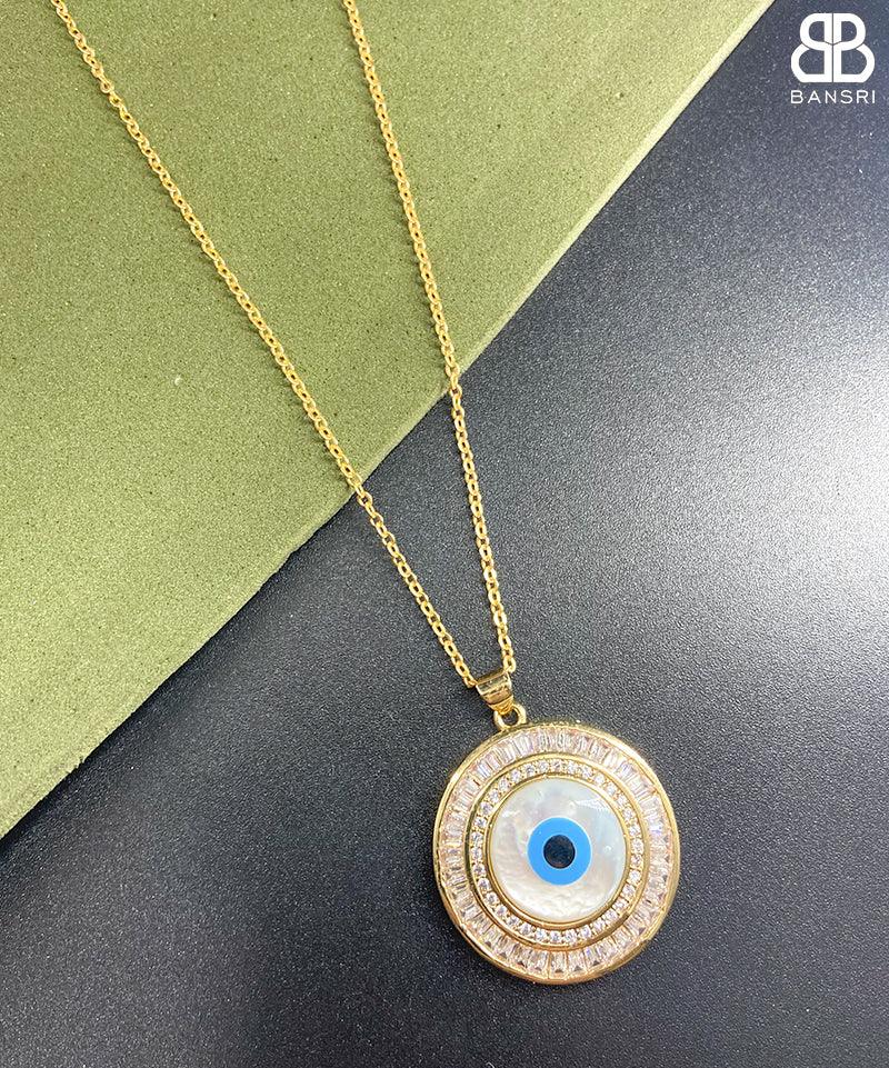 Oversize Evil Eye Crystal Medallion Necklace - Bansri Mehta Design