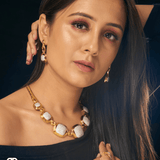Cuboid Interlink Statement Collar Necklace & Earring Set - Bansri Mehta Design