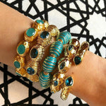 Baguette Stone Bangle Bracelet - Silver - Bansri Mehta Design