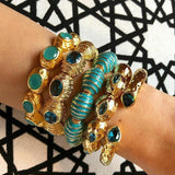 Baguette Stone Bangle Bracelet - Silver - Bansri Mehta Design