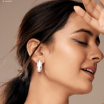 Baguette Oval Hoop Earring - Bansri Mehta Design