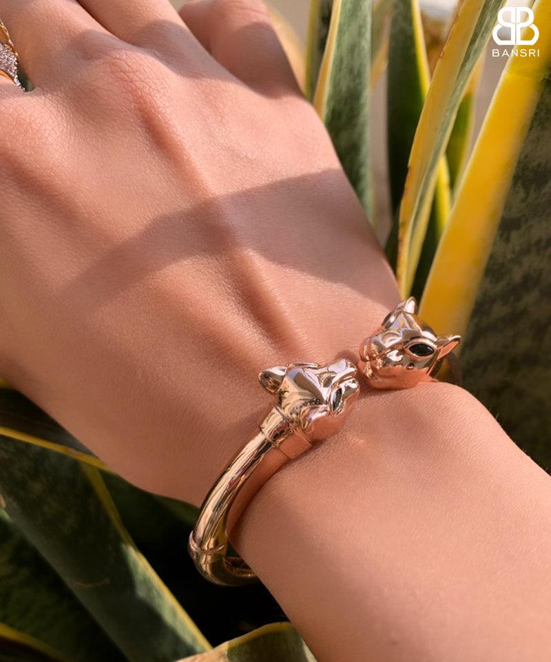 Double Panther Headed Cuff Bangle - Bansri Mehta Design