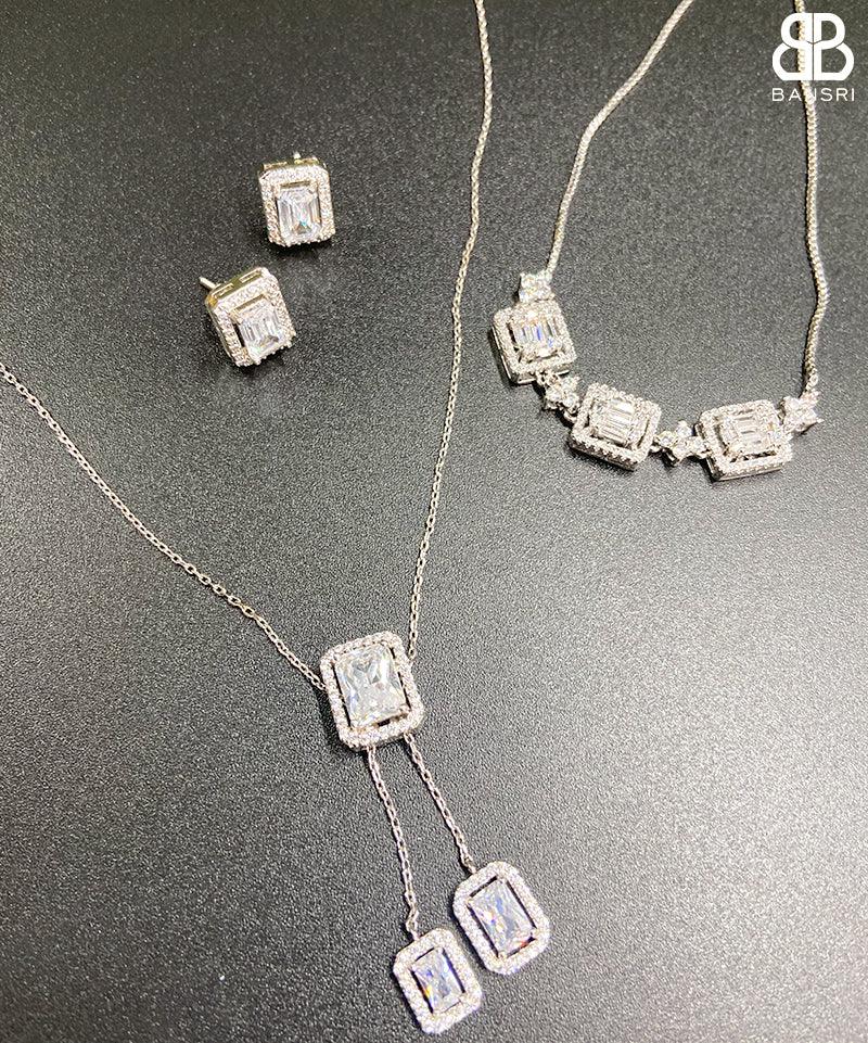 Baguette Diamond Solitaire Set - Bansri Mehta Design