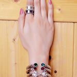 Hammered Finish Hinged Bangle Bracelet - Silver - Bansri Mehta Design