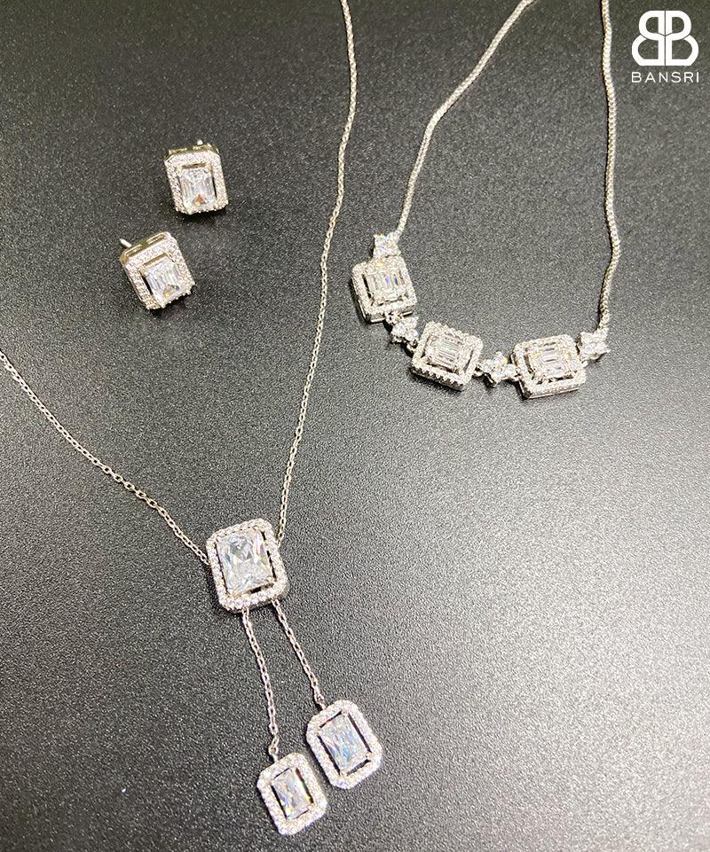 Baguette Diamond Solitaire Set - Bansri Mehta Design