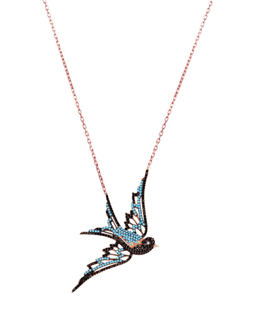 Bird in Flight Necklace with Swarovski Crystals - Bansri Mehta Design