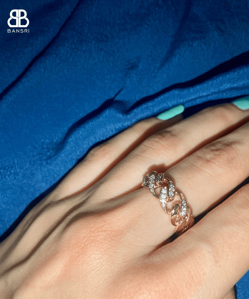 Swarovski Cuban Link Adjustable Ring - Bansri Mehta Design