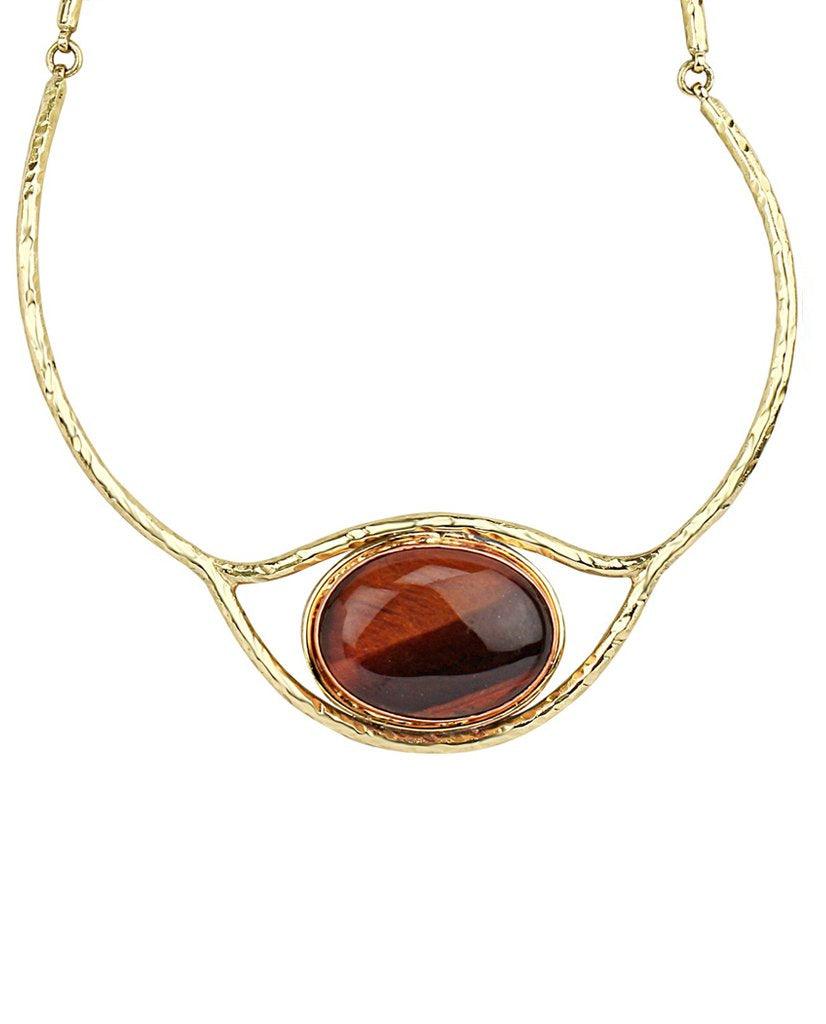 Coiled Eye Necklace in Catseye Quartz with 18K Gold - Bansri Mehta Design