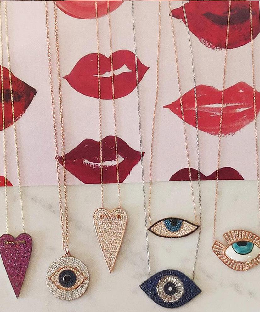 Enamel Carved Evil Eye Necklace - Bansri Mehta Design