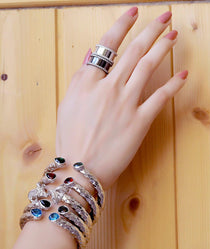 Hammered Finish Hinged Bangle Bracelet - Silver - Bansri Mehta Design